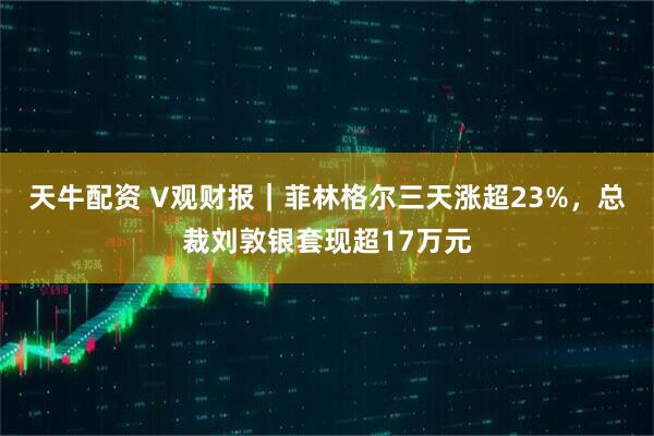 天牛配资 V观财报｜菲林格尔三天涨超23%，总裁刘敦银套现超17万元